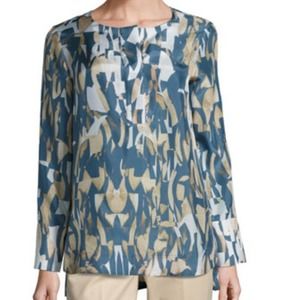 Lafayette 148 Katerine Laguna Tide Silk Blouse